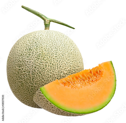 Fresh Melon and sliced isolated on transparent background, PNG image