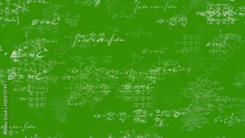 Advanced Mathematics equation math formula text background teaching engineering, teaching equations and formulas backgrounds for teaching Green screen background animation