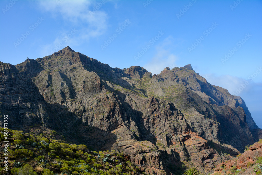 Mountains  in Tenerife in Spain with blue sky
