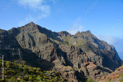 Mountains in Tenerife in Spain with blue sky