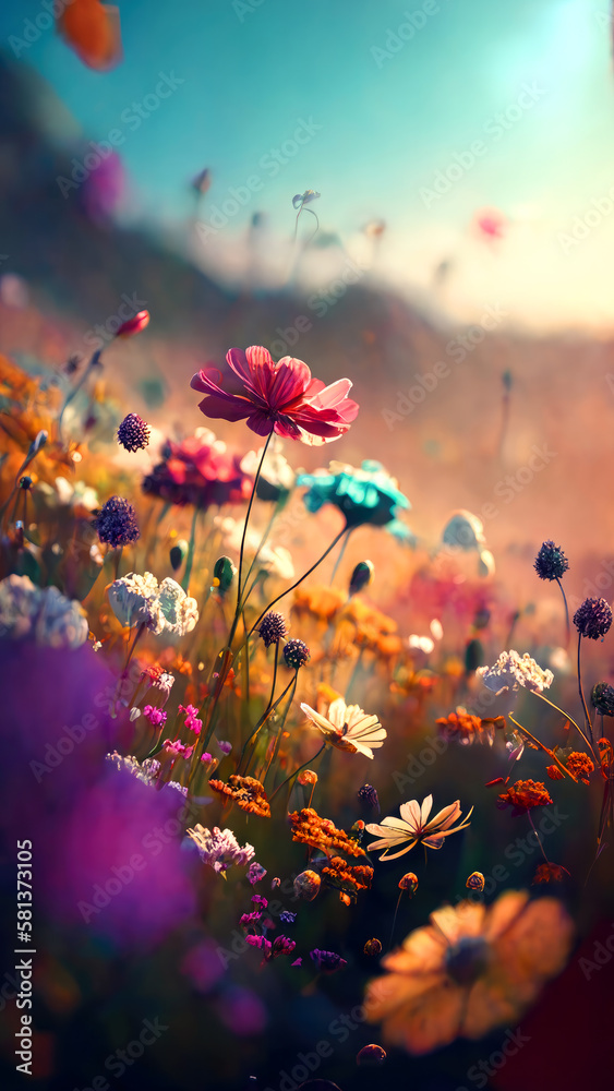 a field of flowers with various species arranged in an artistic and romantic . ai generative a field of flowers with various species arranged in an artistic and romantic . ai generative