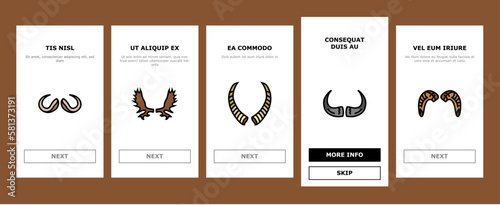 horn animal wildlife nature onboarding icons set vector