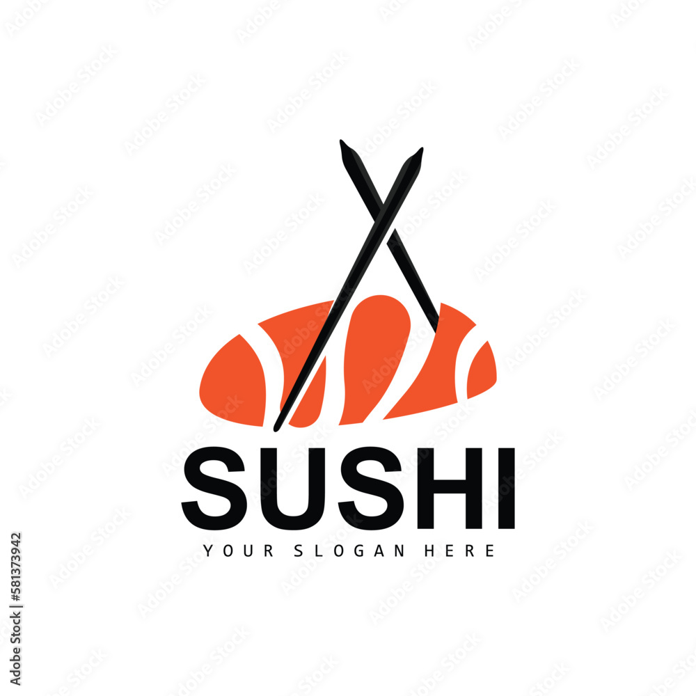 Sushi Logo, Japanese Food Sushi Seafood Vector, Japanese Cuisine Product Brand Design, Template Icon Sushi Logo, Japanese Food Sushi Seafood Vector, Japanese Cuisine Product Brand Design, Template Icon