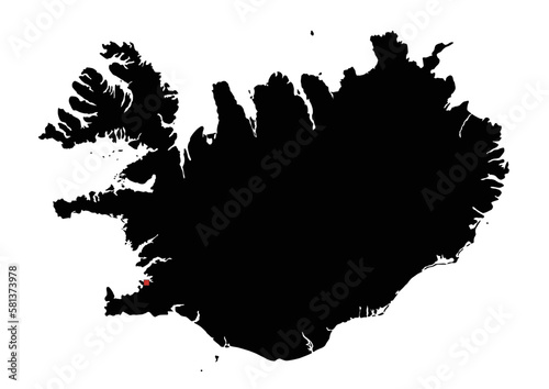 Highly Detailed Iceland Silhouette map.