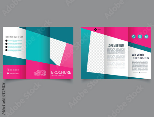 Abstract trifold brochure template. Corporate brochure, trifold template design Vector file