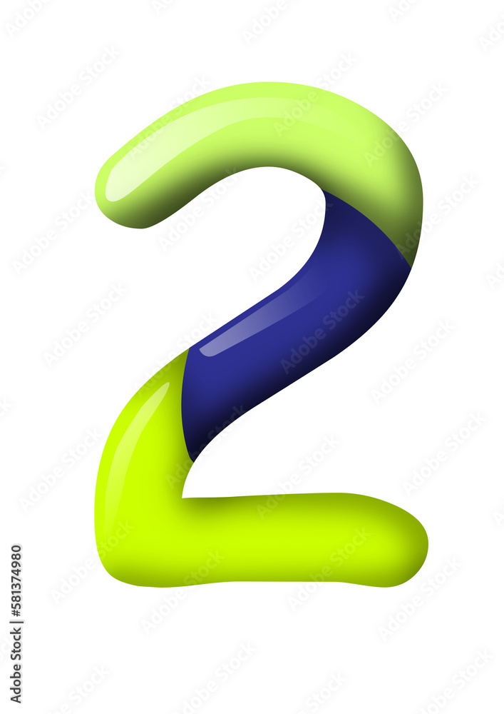 3d green letter 123 abc colorfull
