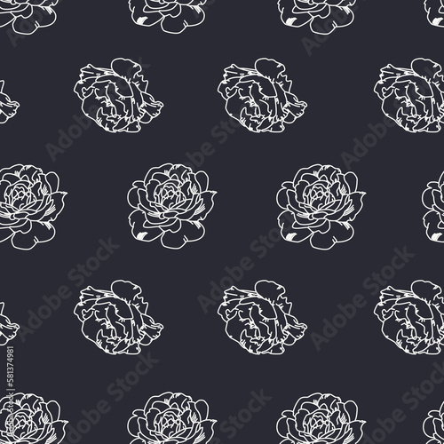 Rose seamless border pattern. on dar background Ornament for wedding invitations or greeting cards