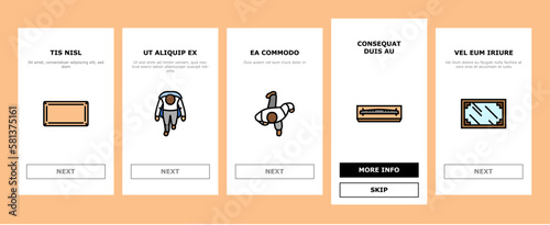 floor plan interior furniture onboarding icons set vector