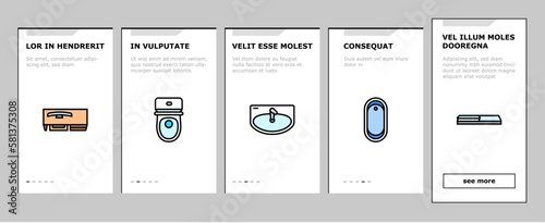 floor plan interior furniture onboarding icons set vector