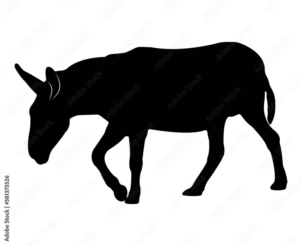 Vector flat donkey silhouette isolated on white background Vector flat donkey silhouette isolated on white background