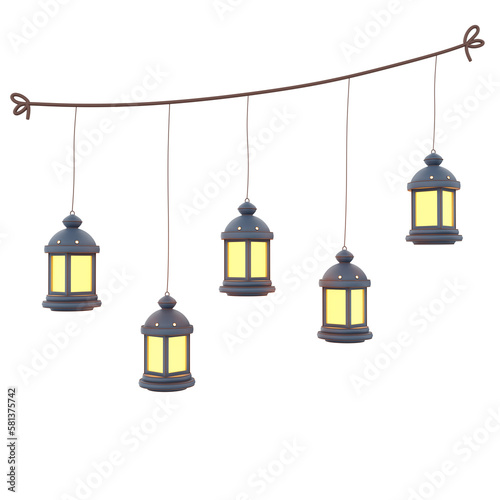 3D Ramadan Lantern Set of Lantern Decoration illustration