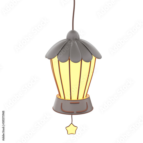 3D Ramadan Lantern With Star illustration