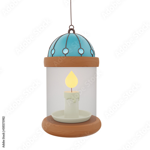 3D Ramadan Lantern Candle Lamp illustration