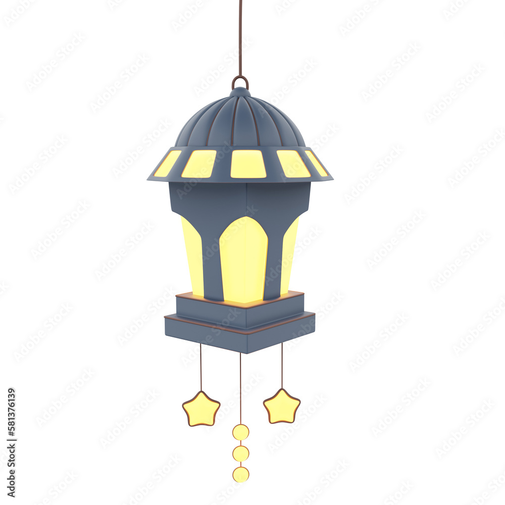 3D Ramadan Lantern With Star illustration