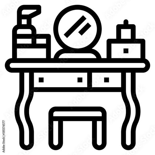 dressing table line icon style