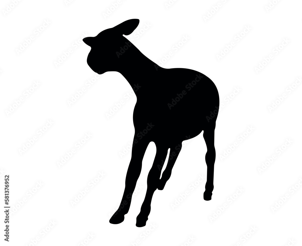 Fototapeta premium Vector flat donkey silhouette isolated on white background