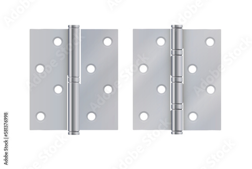Section of steel door hinges. Door hinges vector