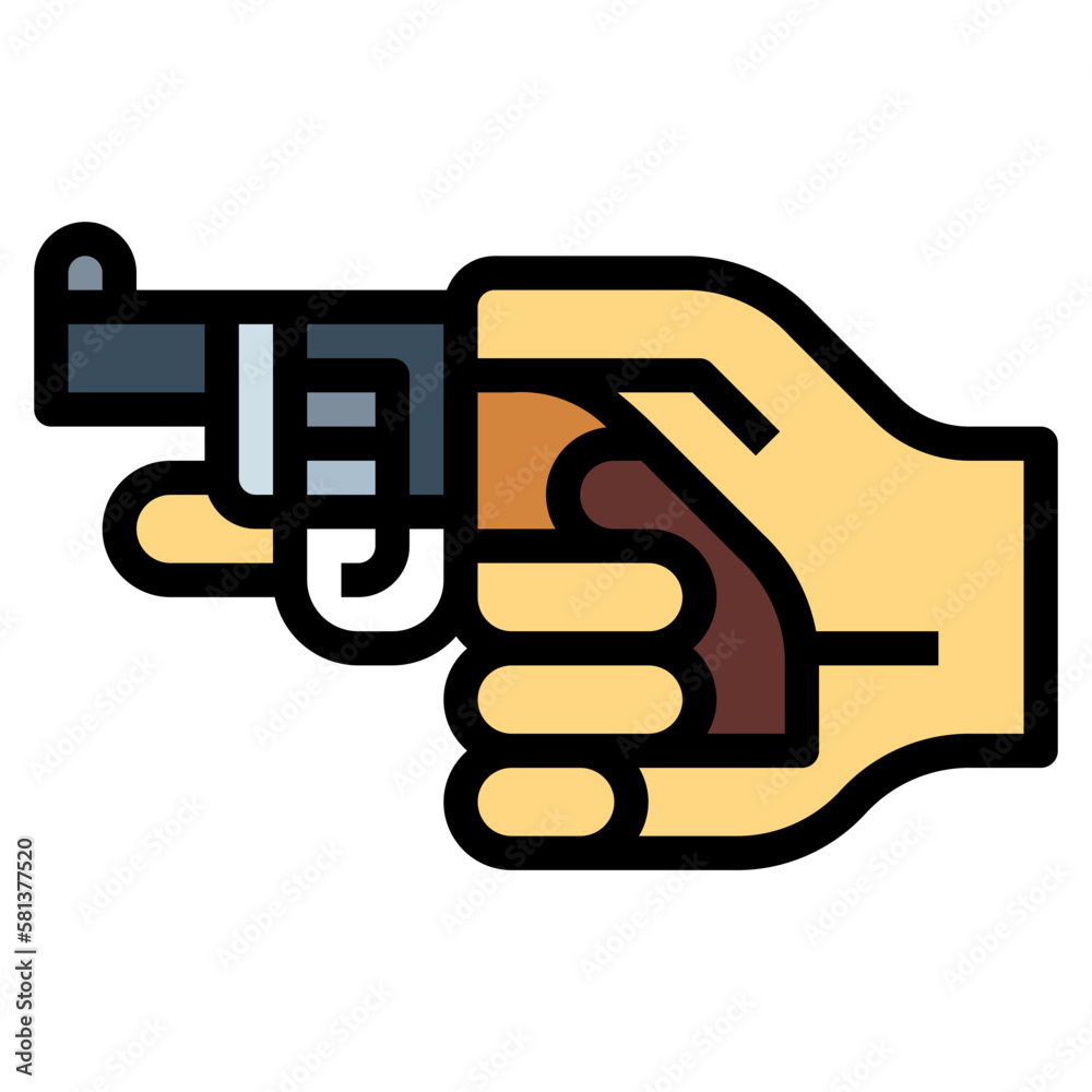 handgun filled outline icon style