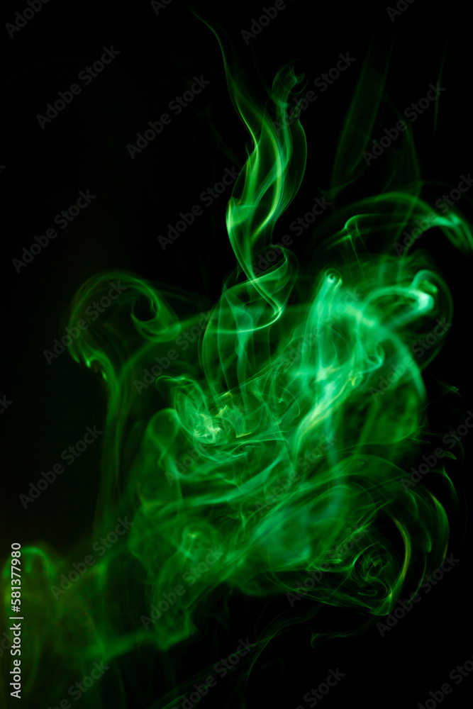 Green smoke motion on black background. Green smoke motion on black background.
