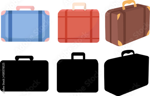 set of suitcases in flat style vector