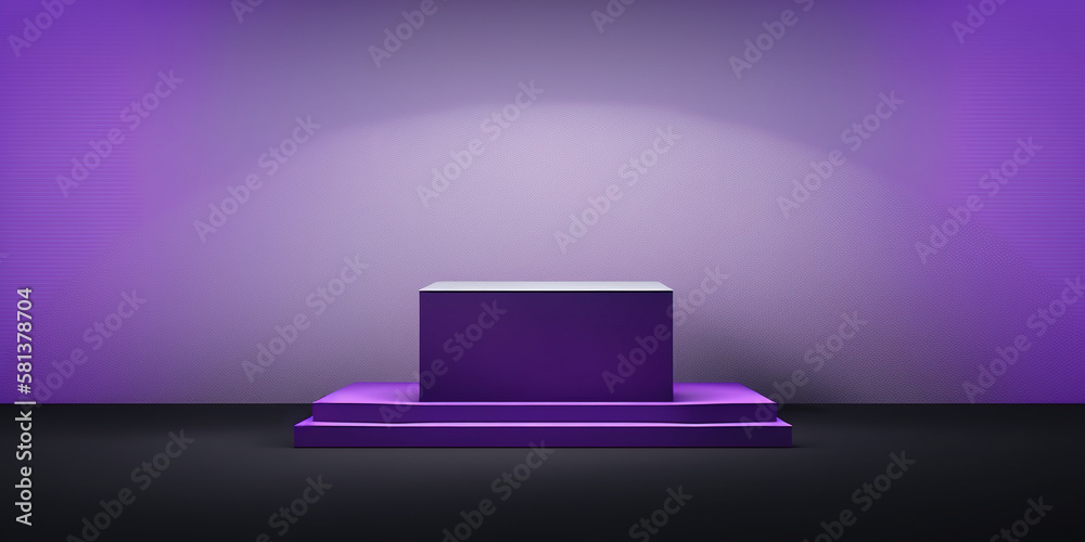 Realistic 3D purple theme podium for product display. Created with Generative AI Technology Realistic 3D purple theme podium for product display. Created with Generative AI Technology