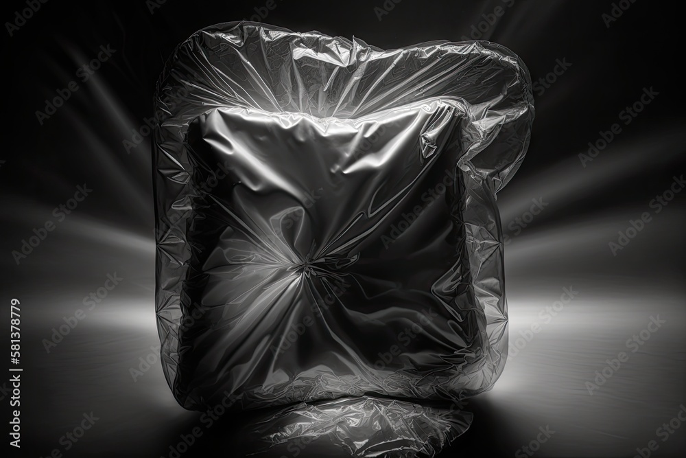 Naklejka premium lovely darkness abstract plastic background Glossy polyethylene, not the plastic bag notion. translucence in plastic. Black hole of mystery. For text only. Texture of polythene. Generative AI
