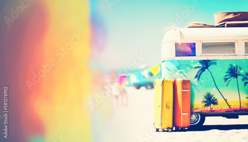 Summer holiday concept with summertime fun and activities in the perfect travel vacation in the sunshine