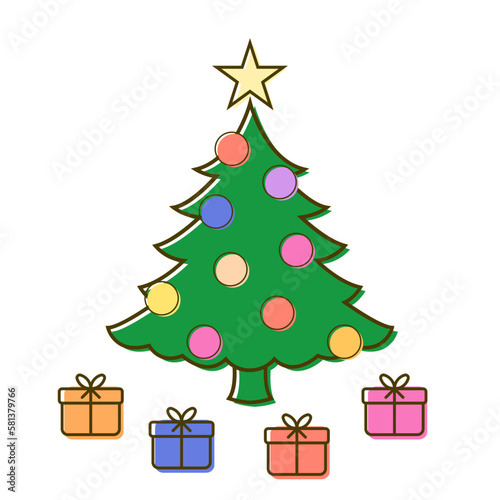 Christmas tree with gifts on the white background