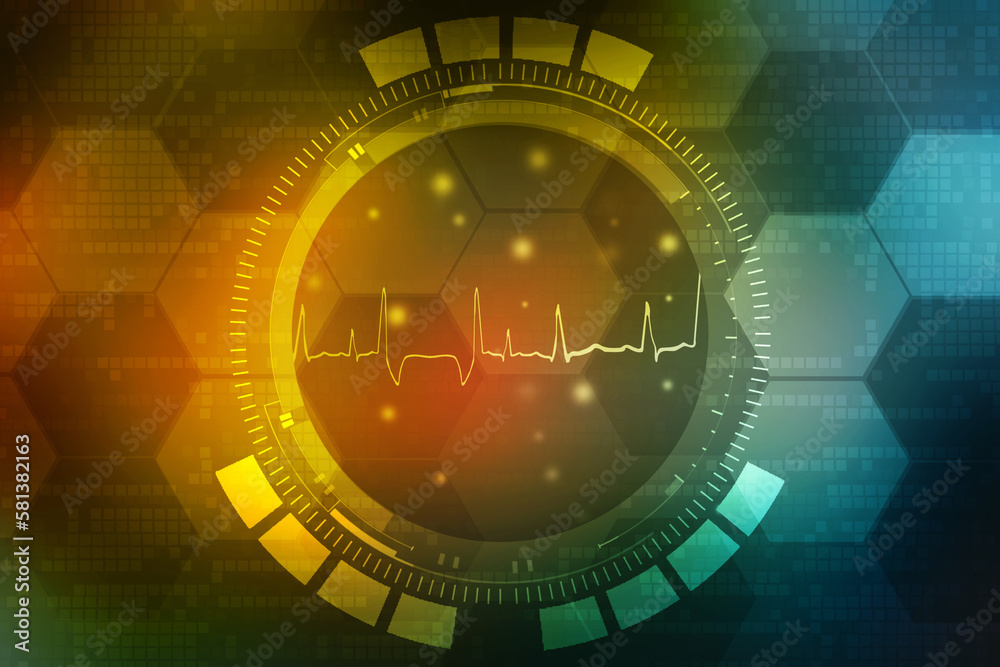 Obraz premium 2D illustration Heart cardiogram background