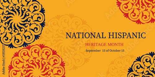 National Hispanic Heritage Month. Vector illustration. National colors and patterns.