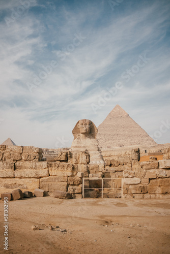 Great Sphinx and Pyramids in Giza  Egypt