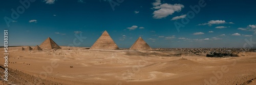 Panorama of Giza Pyramids, Egypt