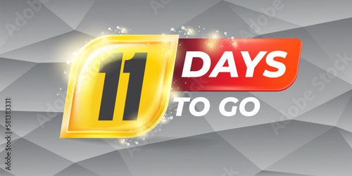 Eleven days to go countdown horizontal banner design template. 11 days to go sale announcement banner, label, sticker, icon, poster and flyer.