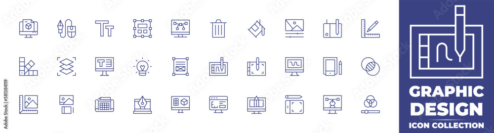 Graphic design line icon collection. Editable stroke. Vector ...