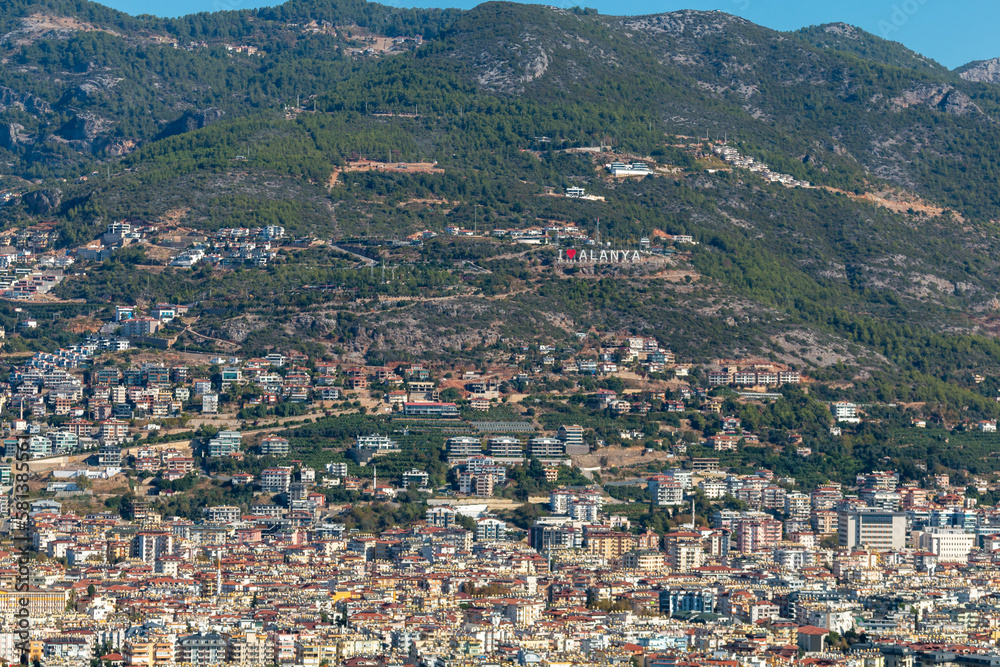 Panoramic view of Alanya and nearby hills
