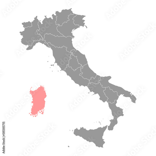 Sardinia Map. Region of Italy. Vector illustration.