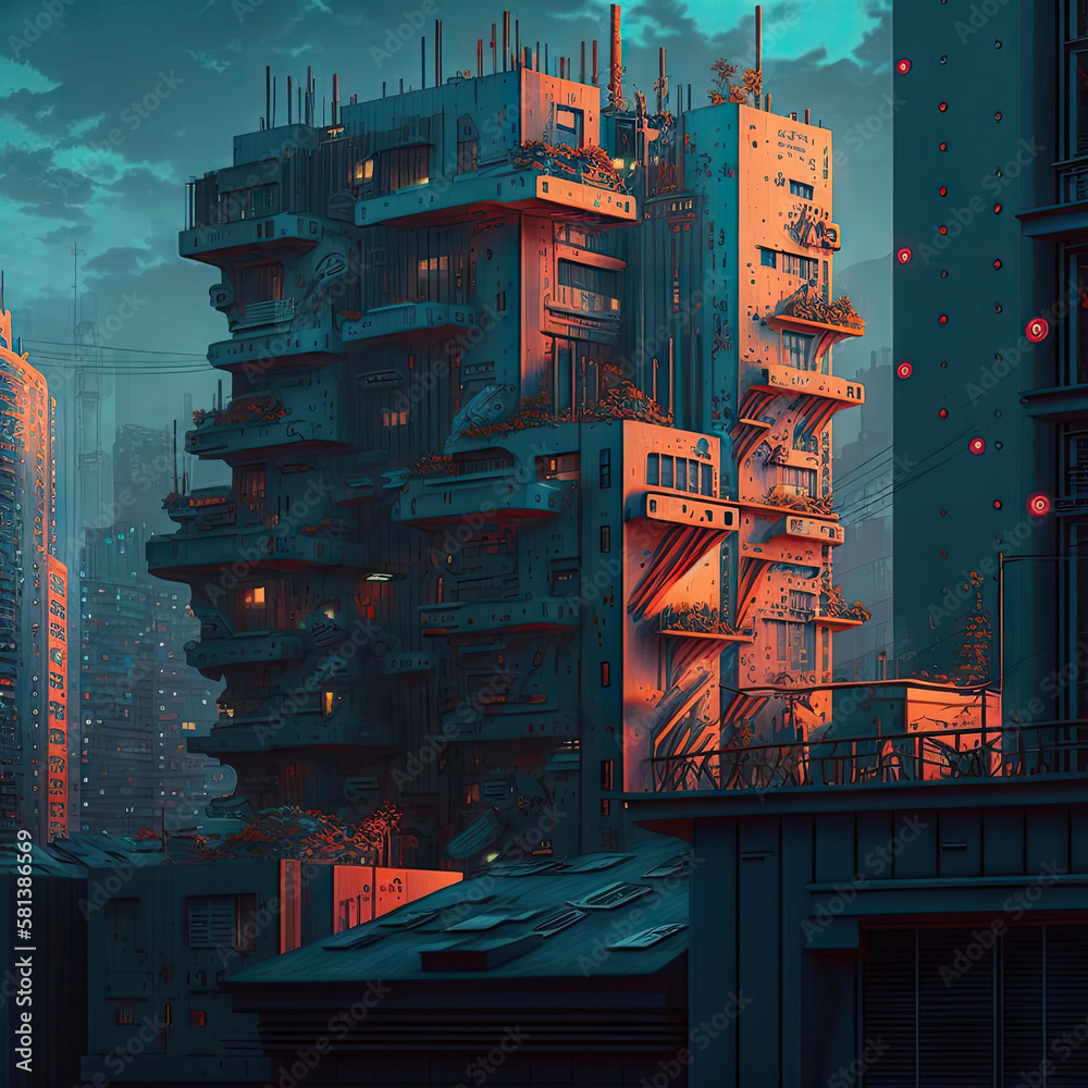 Dystopian Metropolis: A Futuristic Cyberpunk Cityscape With Intricate ...