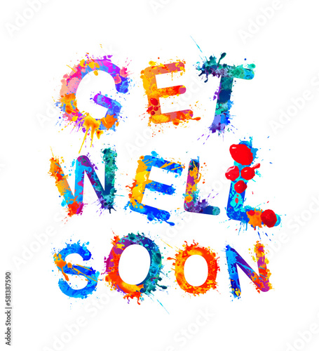 Get well soon. Words of splash paint