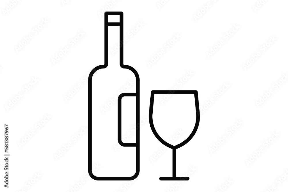 Cocktail and beverage icon illustration. icon related to alcohol. outline icon style. Simple vector design editable