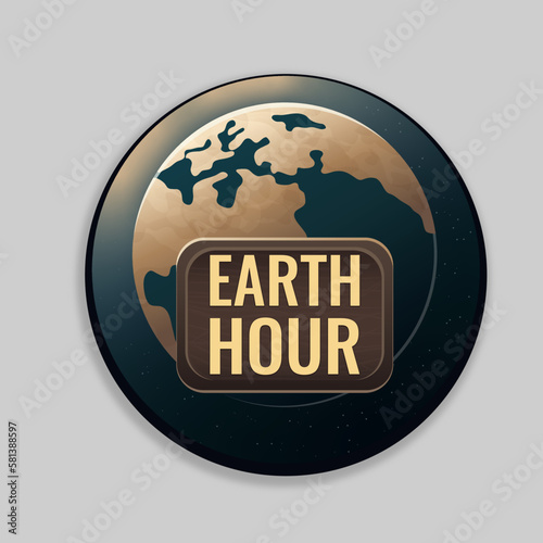 The concept of the World Earth Hour. Illustration with planet and continents, vector  