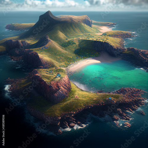 Top view sea beach Galapagos island Travel summer holiday vacation idea concept, image ai generate photo