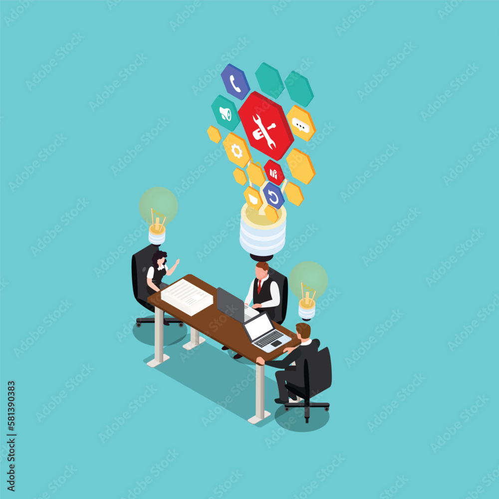 People in a meeting brainstorming, discussing ideas for project 3d