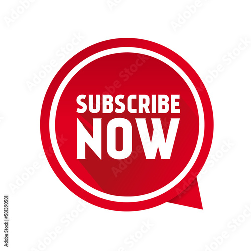 Subscribe now speech bubble banner design. Subscription service social media. Flat vector illustration isolated on white