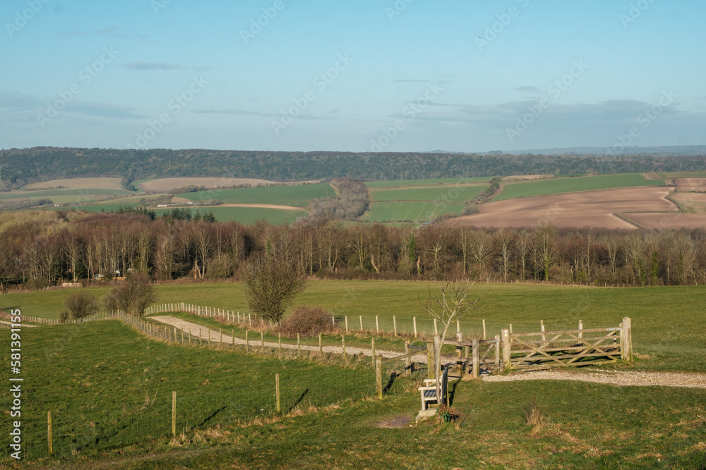 Walking in the Southdown National Park, overlooking  West Sussex, and Hampshire