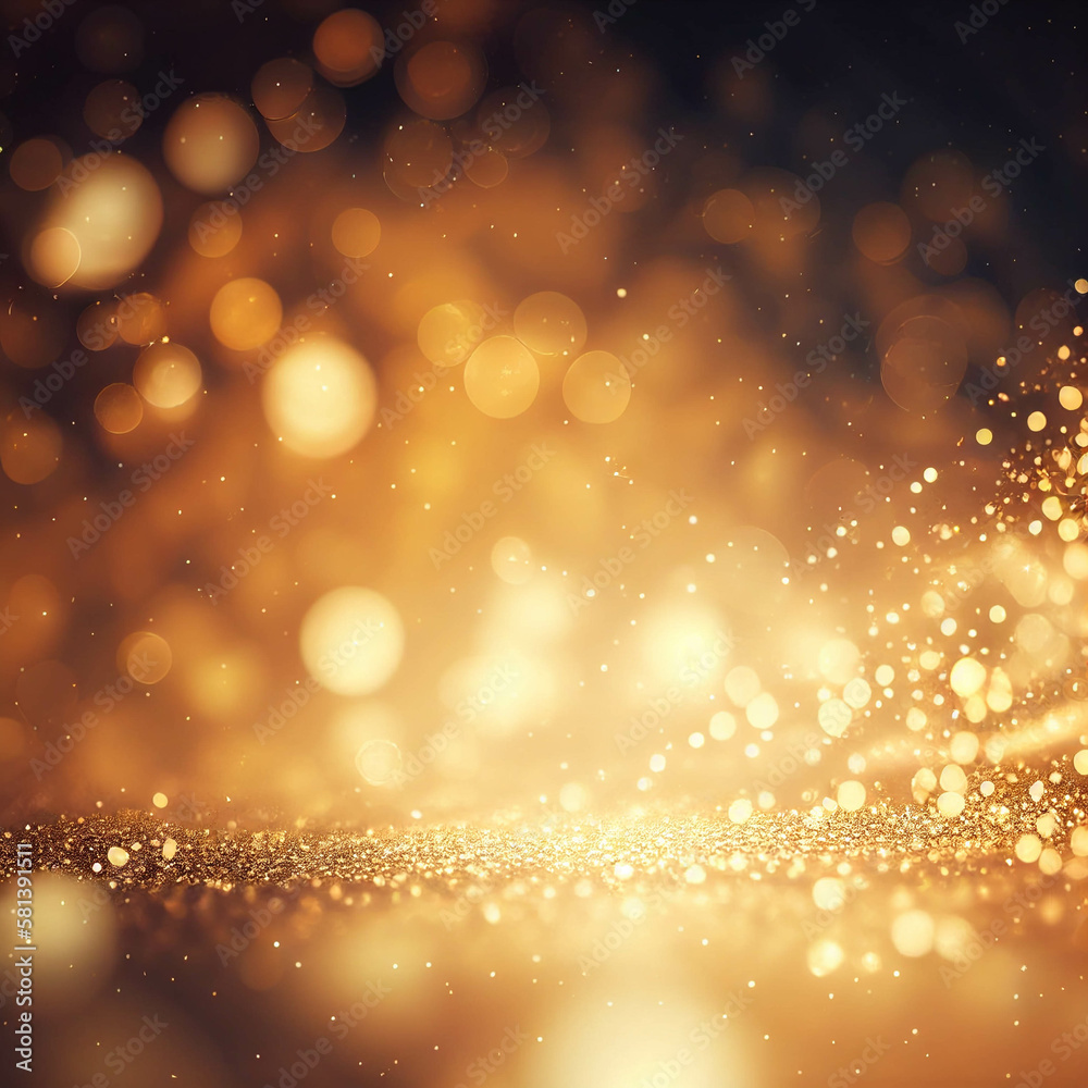 Abstract background Gold glitter and bokeh. Christmas, celebration, new years concept. generative Ai.