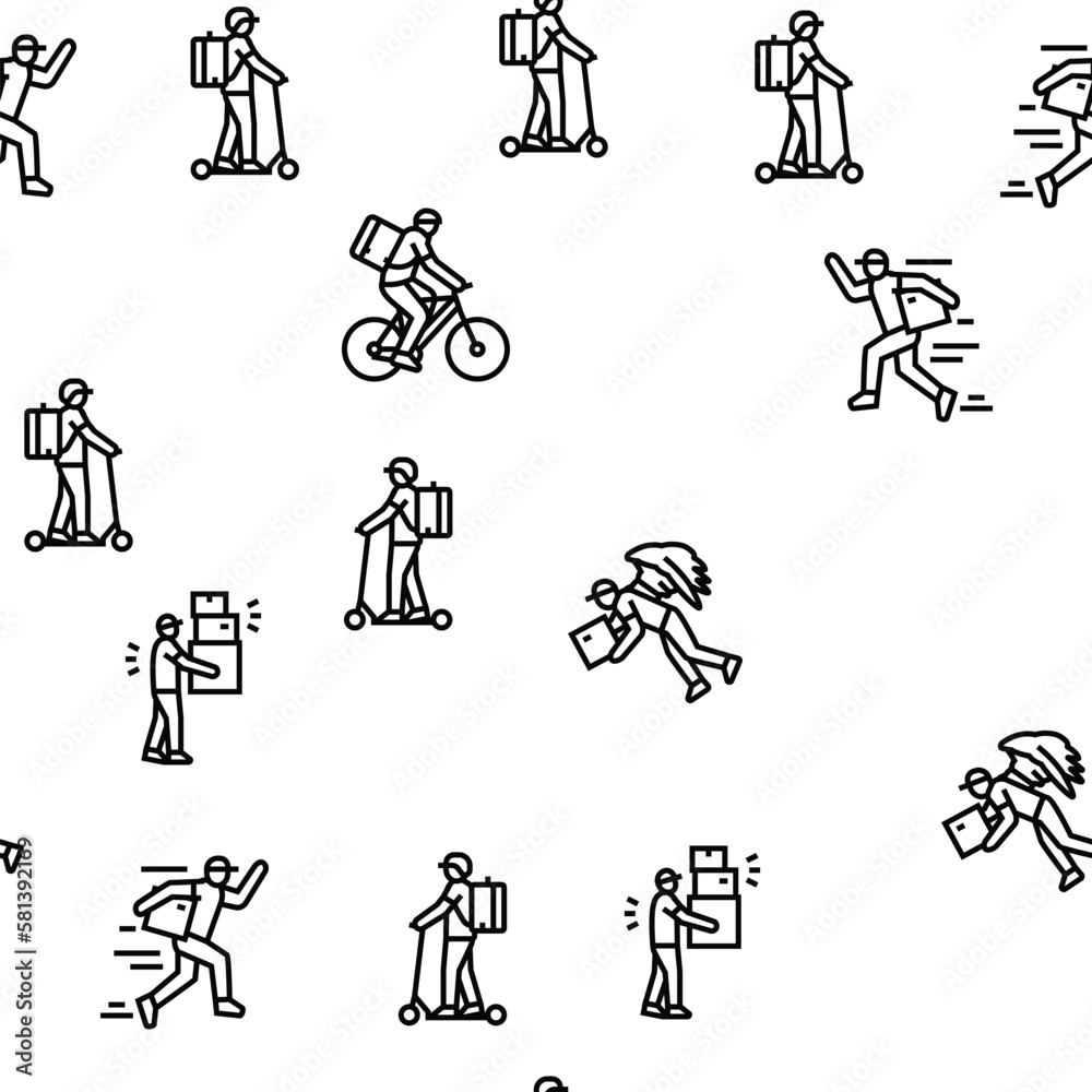 Fototapeta premium courier delivery service shipping vector seamless pattern