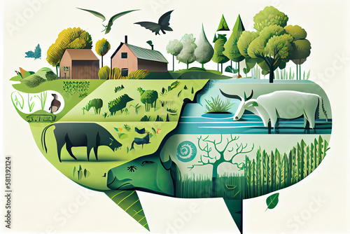 ecological, sustainability, regional, green, vector, illustration
