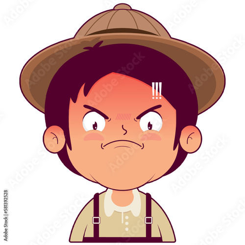 boy angry face cartoon cute
