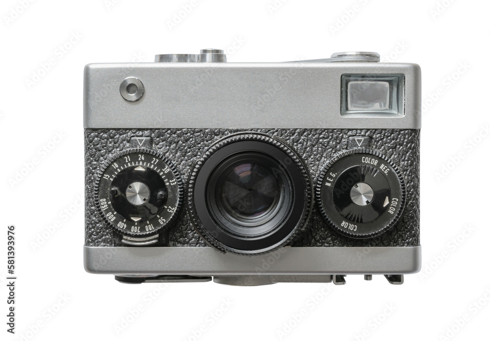 small vintage viewfinder camera isolated on transparent background