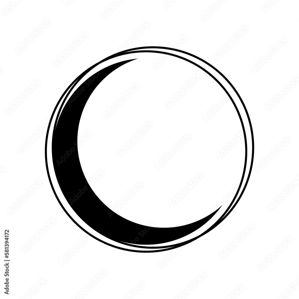 Crescent moon star in line circle witch magic boho black tattoo icon flat vector design Crescent moon star in line circle witch magic boho black tattoo icon flat vector design